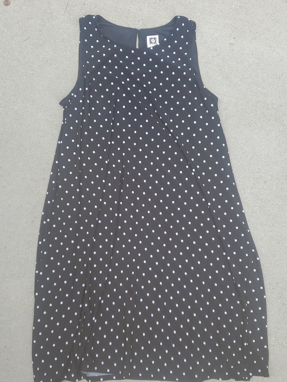 Anne Klein Size 14  Black Dress with White Polka Dots